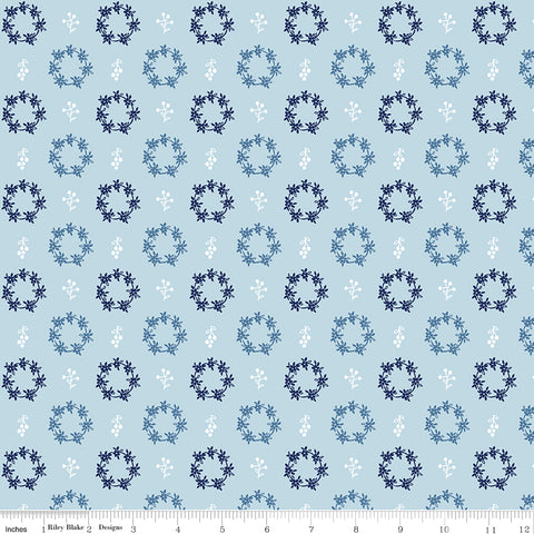 Simply Country Blue Wreaths Yardage by Tasha Noel for Riley Blake Designs