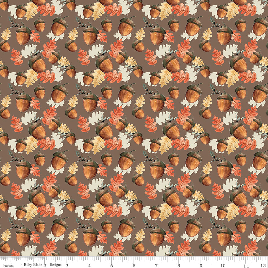 Shades Of Autumn Brown Acorns Yardage by My Mind's Eye for Riley Blake Designs