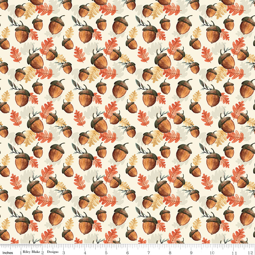 Shades Of Autumn Cream Acorns Yardage by My Mind's Eye for Riley Blake Designs