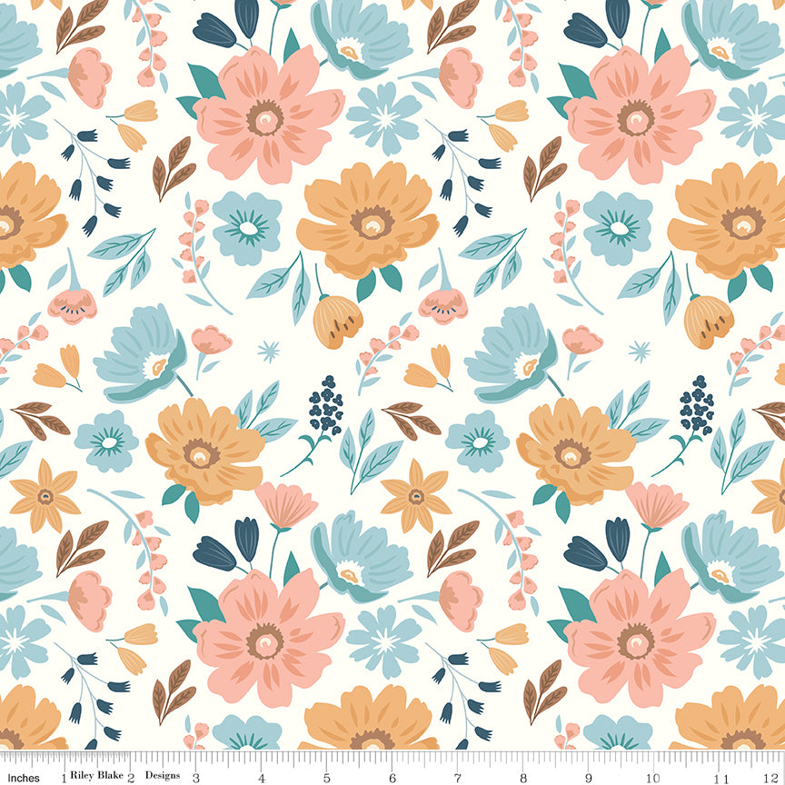 Live, Love, Glamp White Main Yardage by Dani Mogstad for Riley Blake Designs