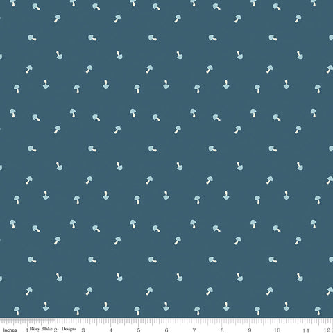 Live, Love, Glamp Denim Mushrooms Yardage by Dani Mogstad for Riley Blake Designs
