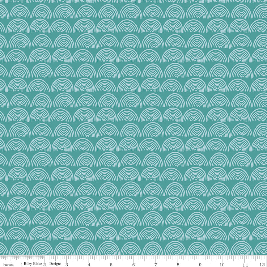 Live, Love, Glamp Teal Rainbows Yardage by Dani Mogstad for Riley Blake Designs