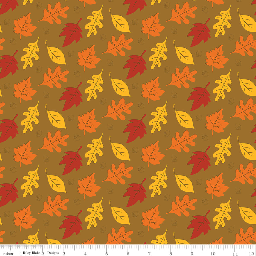 Fall's In Town Tan Leaves Yardage by Sandy Gervais for Riley Blake Designs