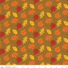 Fall's In Town Tan Leaves Yardage by Sandy Gervais for Riley Blake Designs