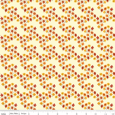 Fall's In Town Cream Floral Yardage by Sandy Gervais for Riley Blake Designs