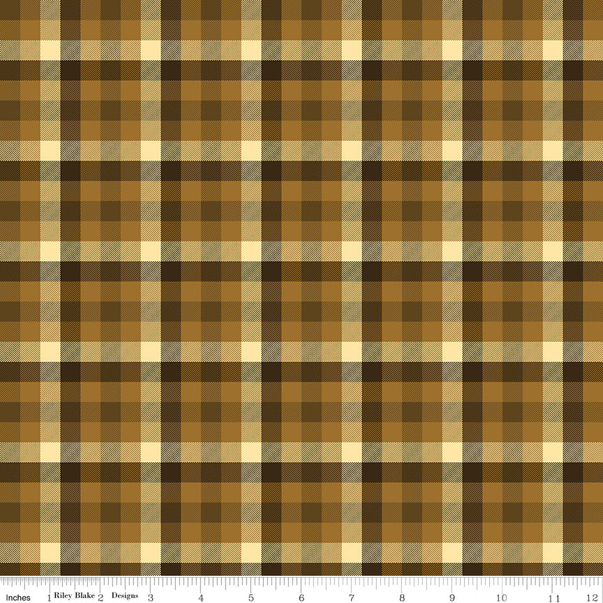 Fall's In Town Brown Checked Yardage by Sandy Gervais for Riley Blake Designs
