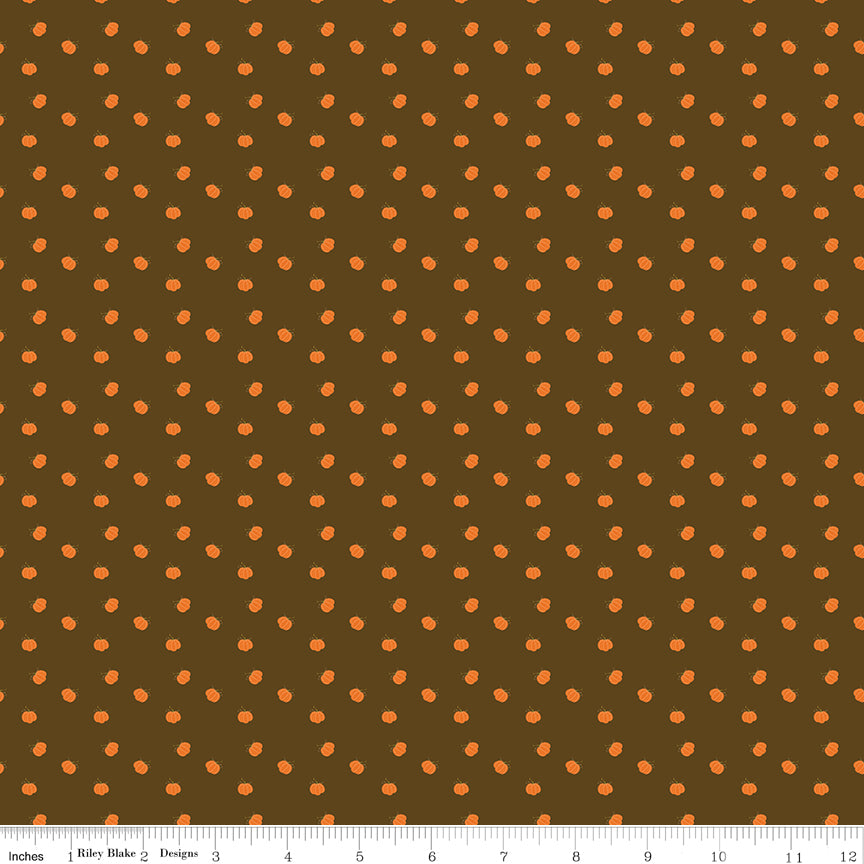 Fall's In Town Brown Pumpkins Yardage by Sandy Gervais for Riley Blake Designs