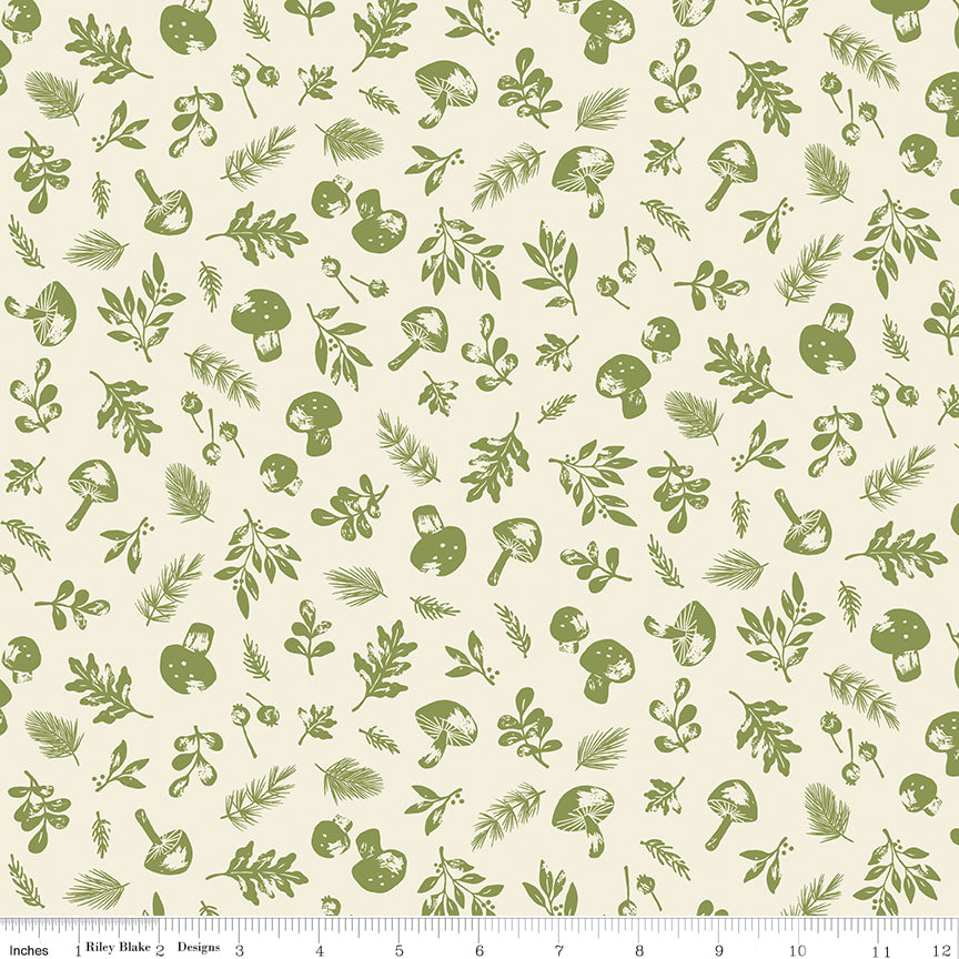 Yuletide Forest Cream Woodland Yardage by Katherine Lenius for Riley Blake Designs