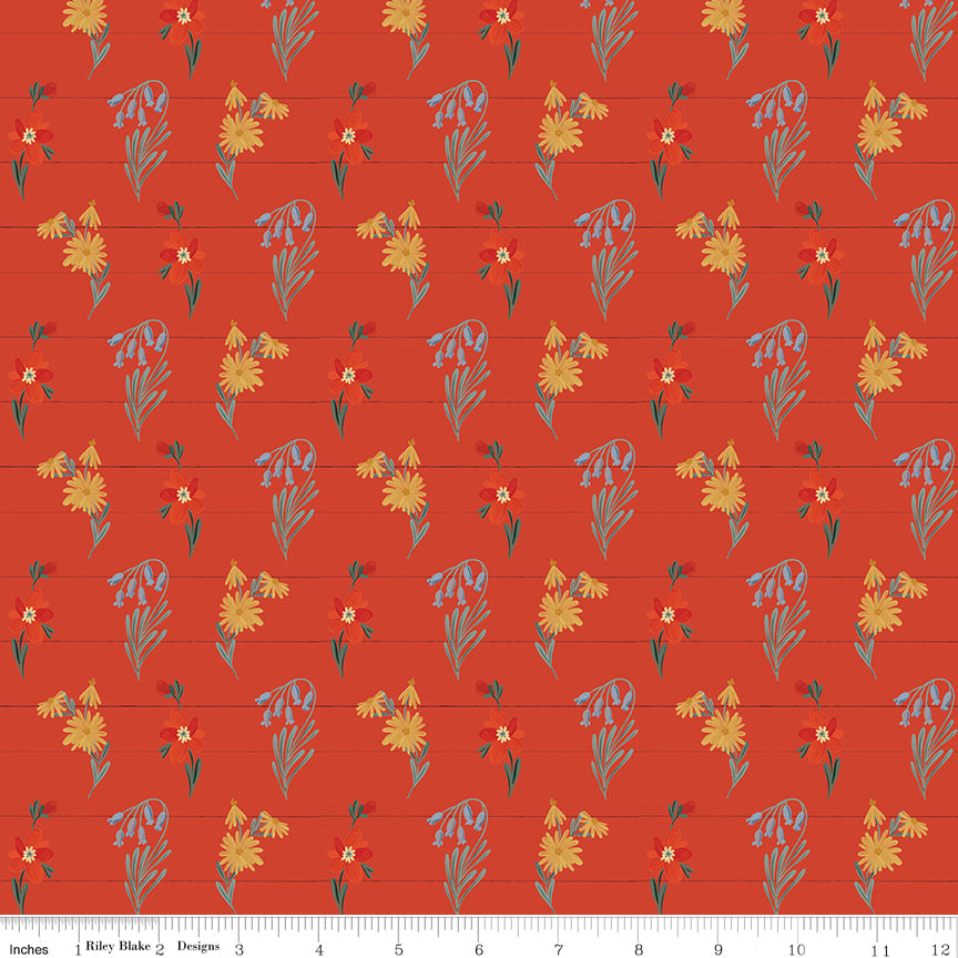 Farmhouse Summer Red Wildflowers Yardage by Echo Park Paper Co. for Riley Blake Designs
