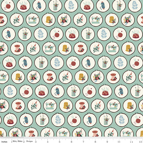 Let's Create Mint Hoops Yardage by Echo Park Paper Co. for Riley Blake Designs