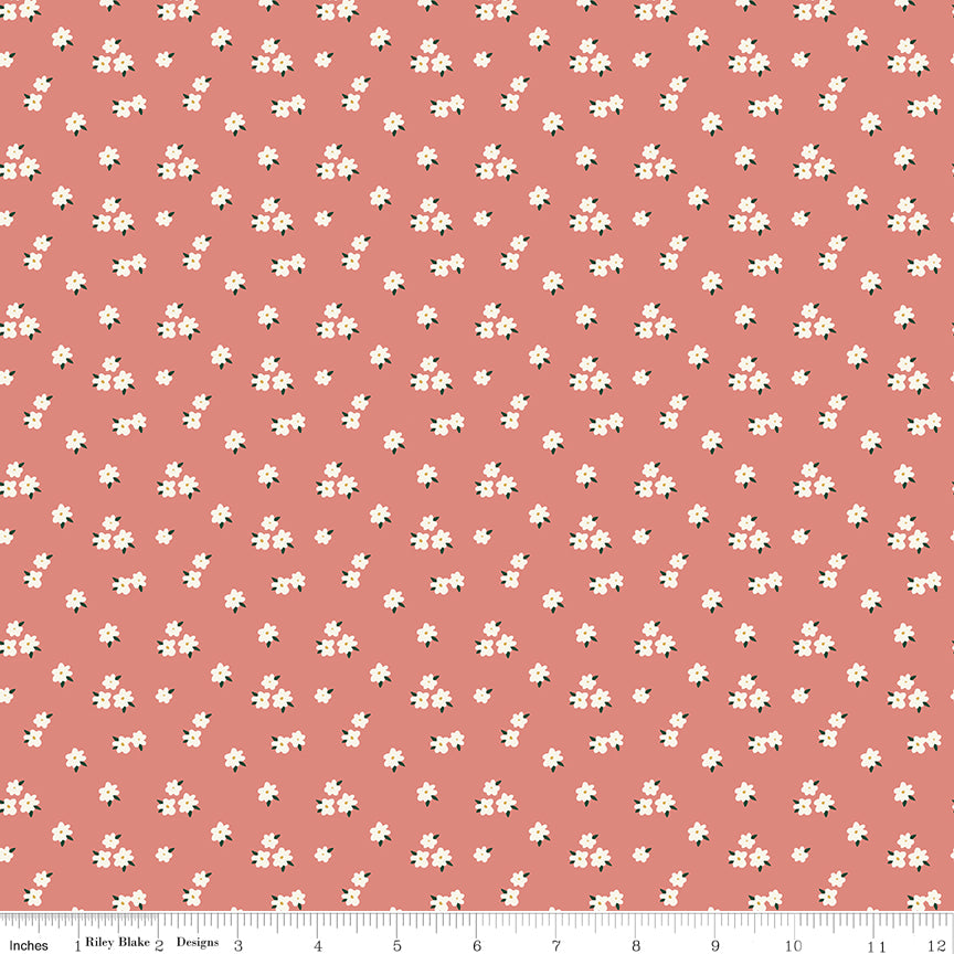 Let's Create Coral Flowers Yardage by Echo Park Paper Co. for Riley Blake Designs