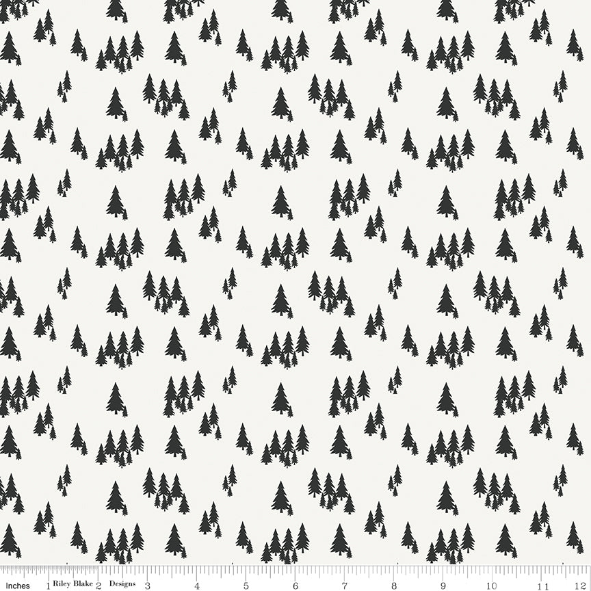 Woodsman Cream Trees Yardage by Lori Whitlock for Riley Blake Designs