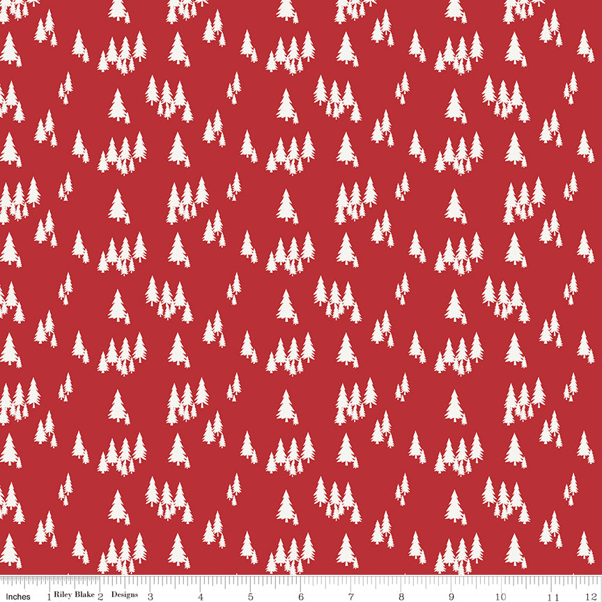 Woodsman Red Trees Yardage by Lori Whitlock for Riley Blake Designs