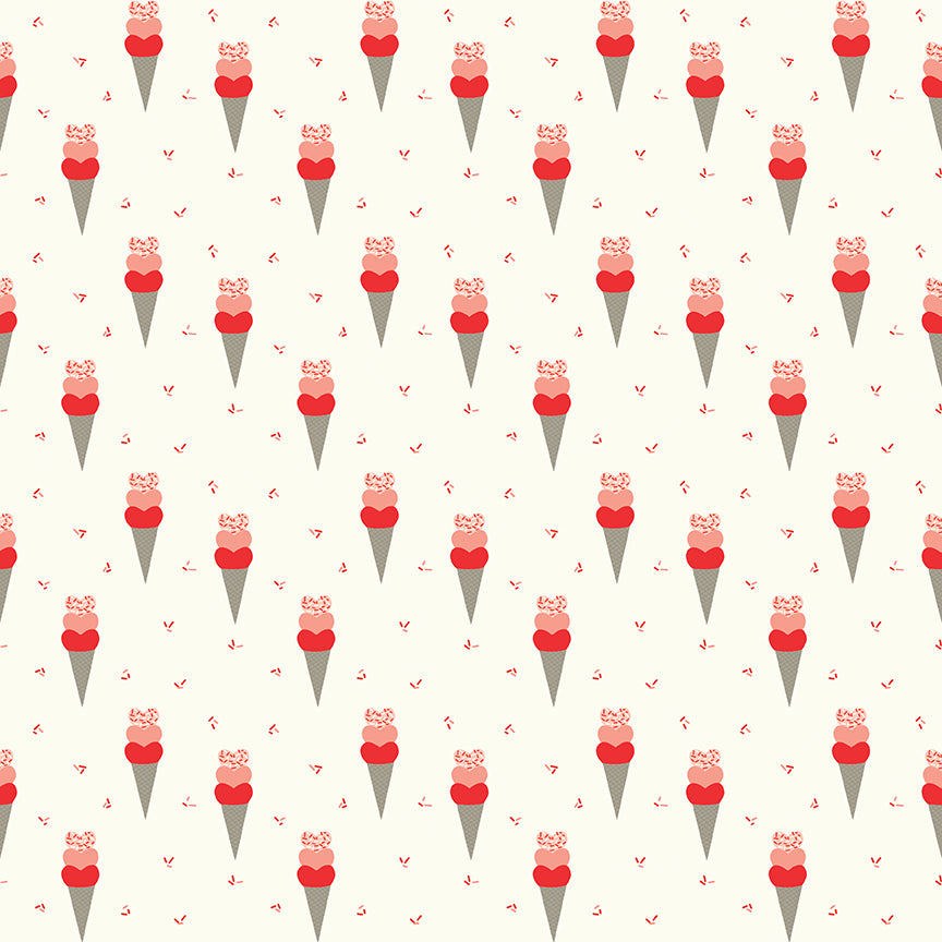 I Love Us Cream Cones Yardage by Sandy Gervais for Riley Blake Designs