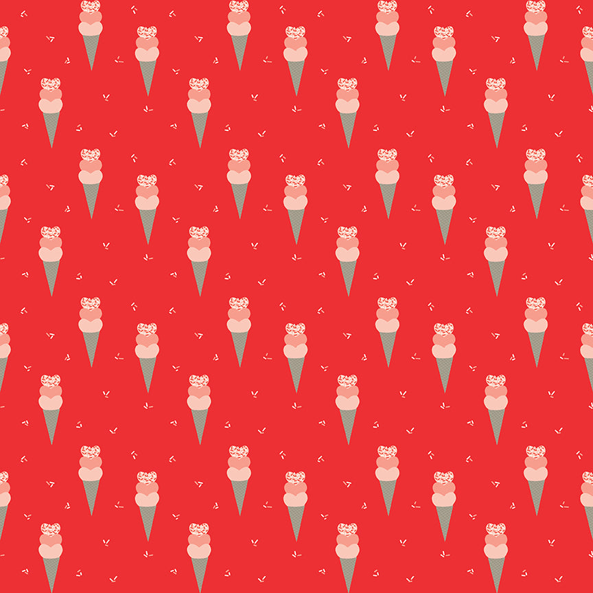 I Love Us Red Cones Yardage by Sandy Gervais for Riley Blake Designs