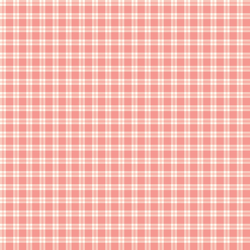 I Love Us Coral Plaid Yardage by Sandy Gervais for Riley Blake Designs
