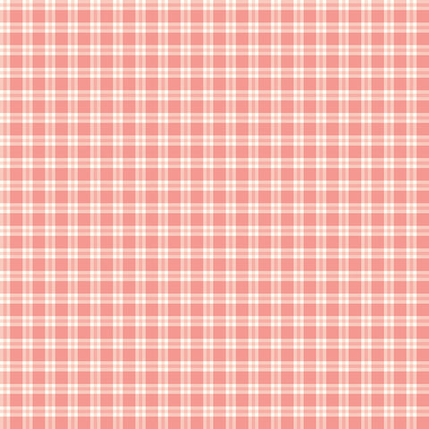 I Love Us Coral Plaid Yardage by Sandy Gervais for Riley Blake Designs