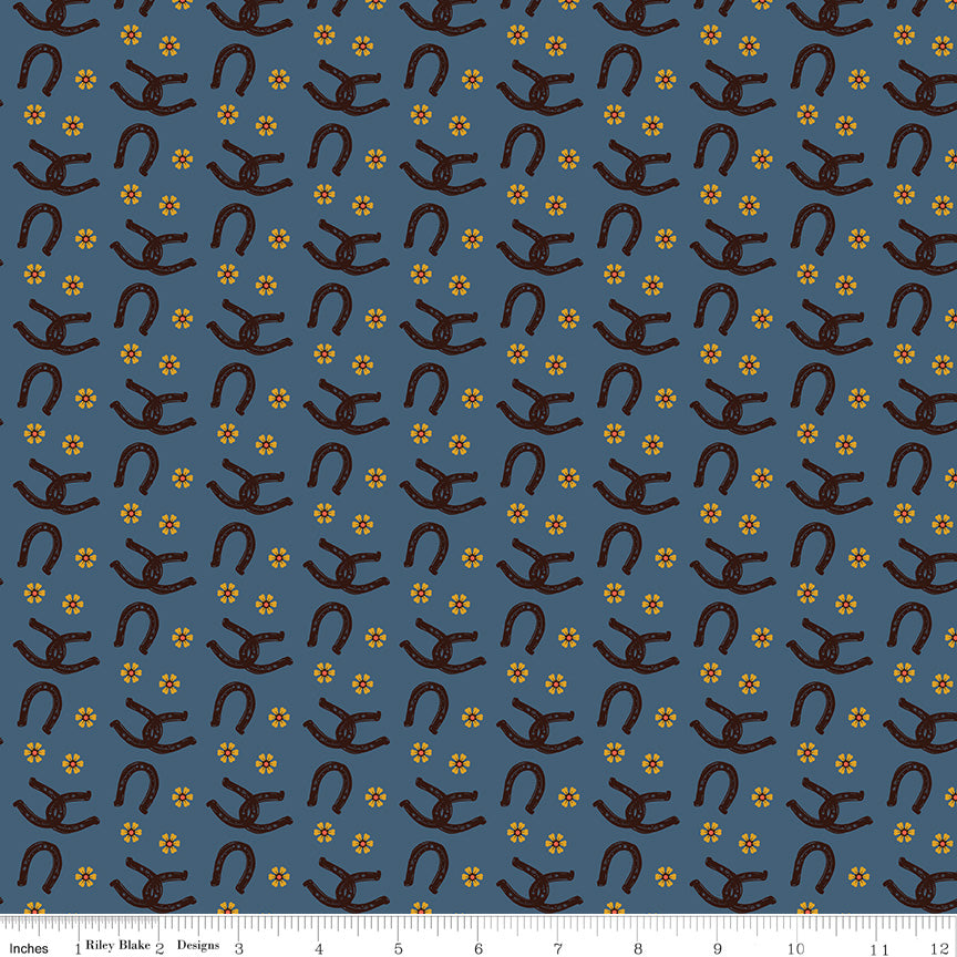 Wild Rose Denim Horseshoes Yardage by the RBD Designers for Riley Blake Designs