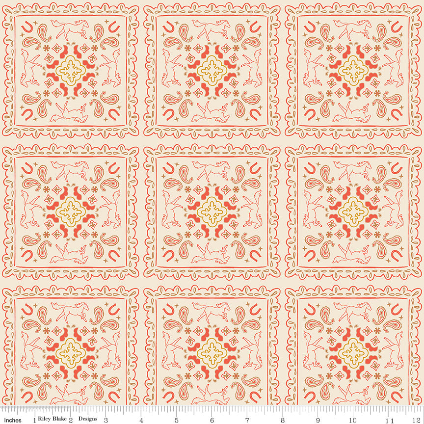 Wild Rose Cream Bandanas Yardage by the RBD Designers for Riley Blake Designs