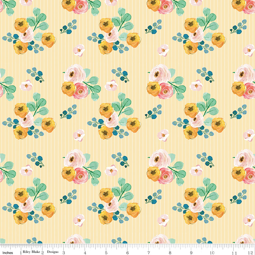 Spring Gardens Beehive Bouquets Yardage by My Mind's Eye for Riley Blake Designs