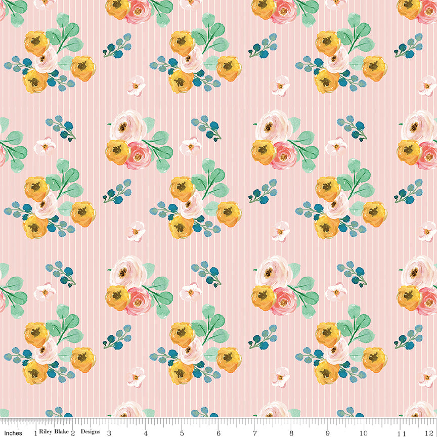 Spring Gardens Pink Bouquets Yardage by My Mind's Eye for Riley Blake Designs