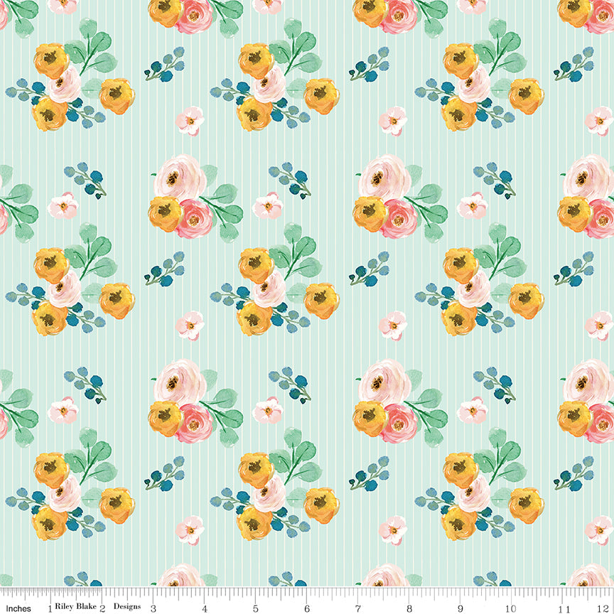 Spring Gardens Sky Bouquets Yardage by My Mind's Eye for Riley Blake Designs