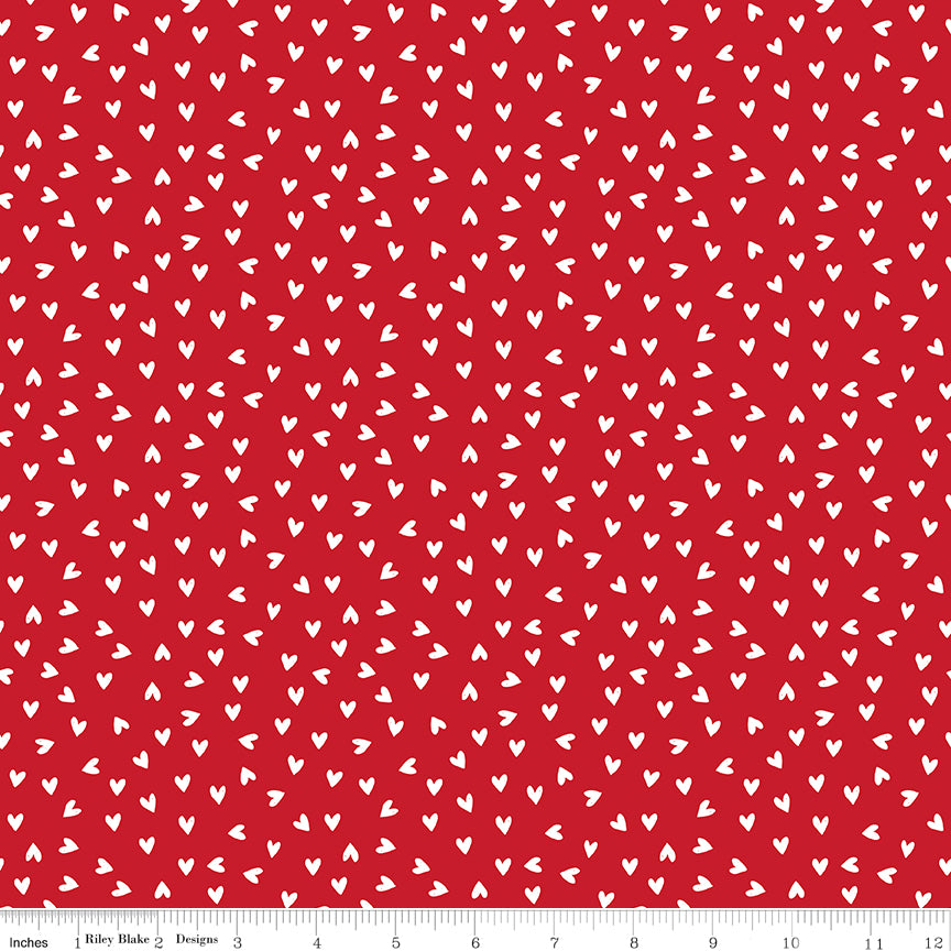 My Valentine Red Heart Toss Yardage by Echo Park Paper Co. for Riley Blake Designs