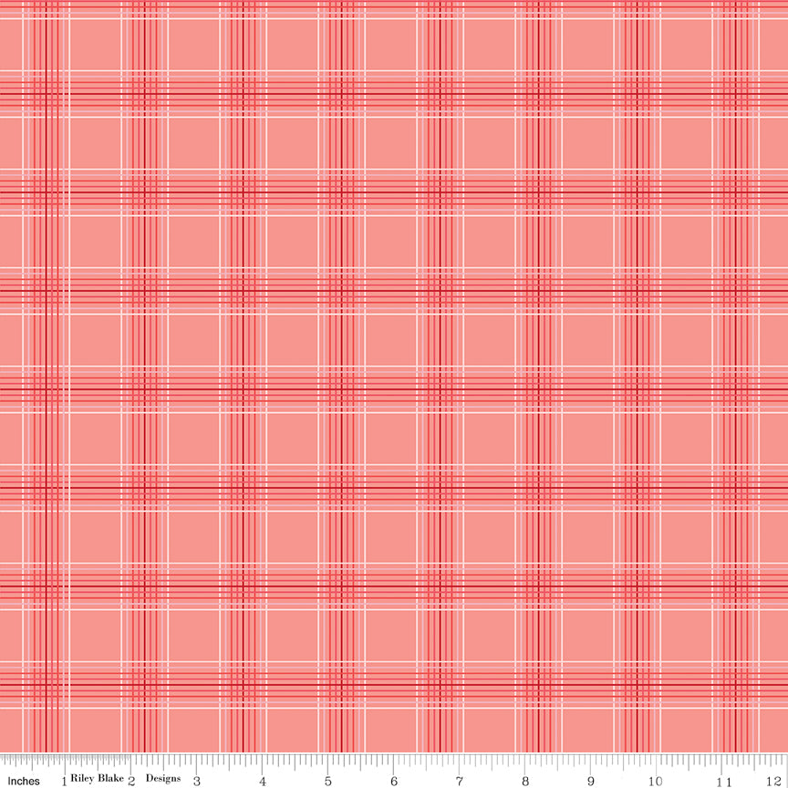 My Valentine Coral Plaid Yardage by Echo Park Paper Co. for Riley Blake Designs