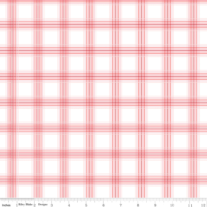 My Valentine White Plaid Yardage by Echo Park Paper Co. for Riley Blake Designs