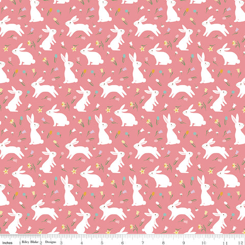 Bunny Trail Peony  Bunnies Yardage by Dani Mogstad for Riley Blake Designs