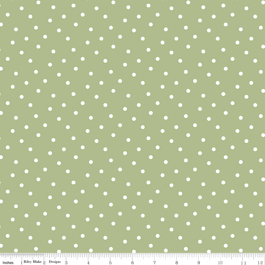 Bunny Trail Green Dots Yardage by Dani Mogstad for Riley Blake Designs