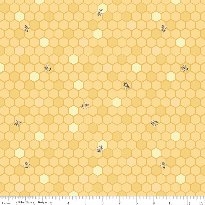 Sunshine and Sweet Tea Sunshine Honeycomb Yardage by Amanda Castor for Riley Blake Designs