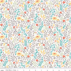 Sunshine and Sweet Tea White Summer Floral Yardage by Amanda Castor for Riley Blake Designs