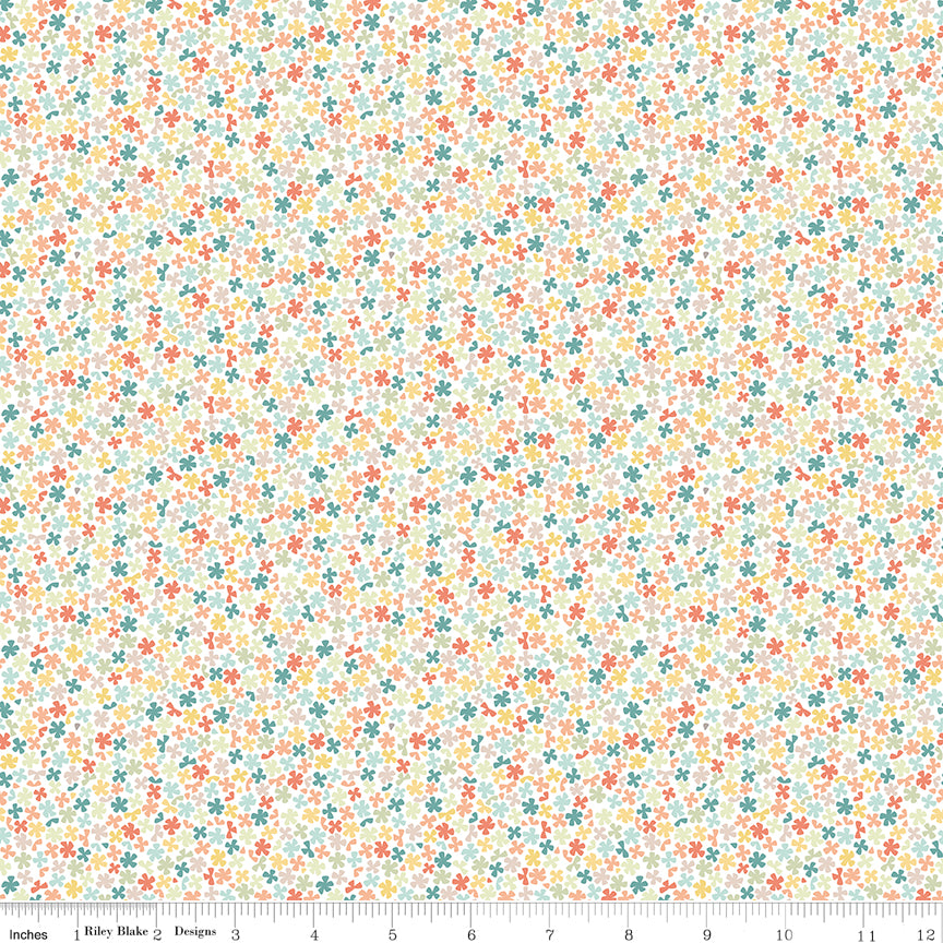 Sunshine and Sweet Tea White Sweet Alyssum Yardage by Amanda Castor for Riley Blake Designs