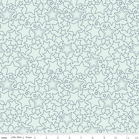 Sweet Freedom Bleached Denim Stars Yardage by Beverly McCullough for Riley Blake Designs