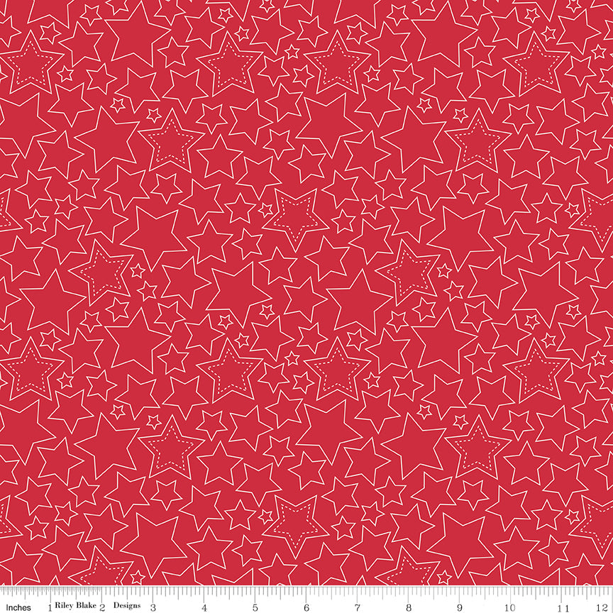 Sweet Freedom Red Stars Yardage by Beverly McCullough for Riley Blake Designs