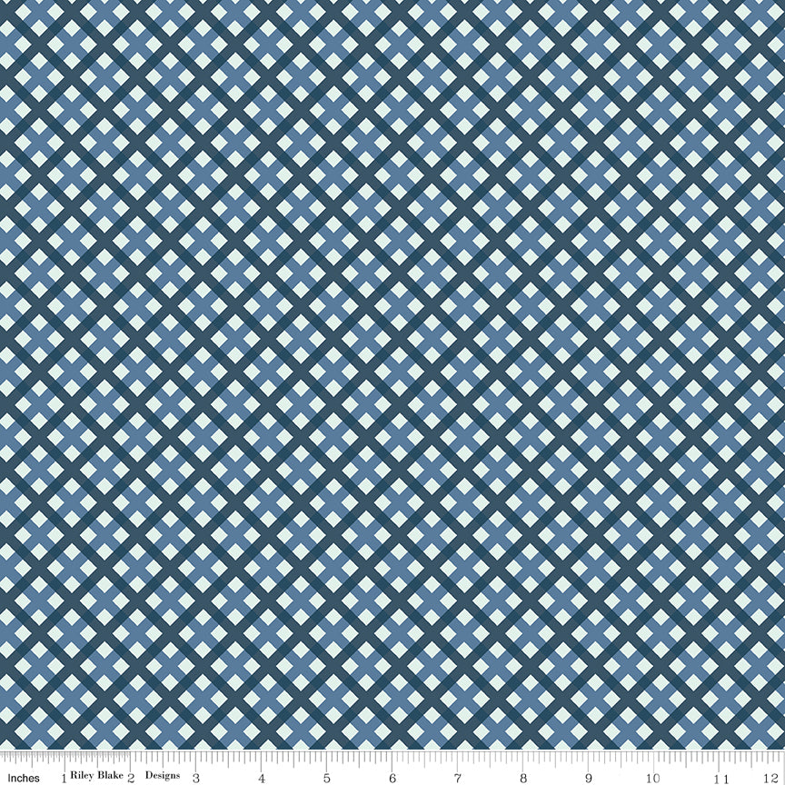 Sweet Freedom Blue Gingham Picnic Yardage by Beverly McCullough for Riley Blake Designs