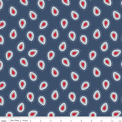 American Beauty Navy Paisley Yardage by Dani Mogstad for Riley Blake Designs