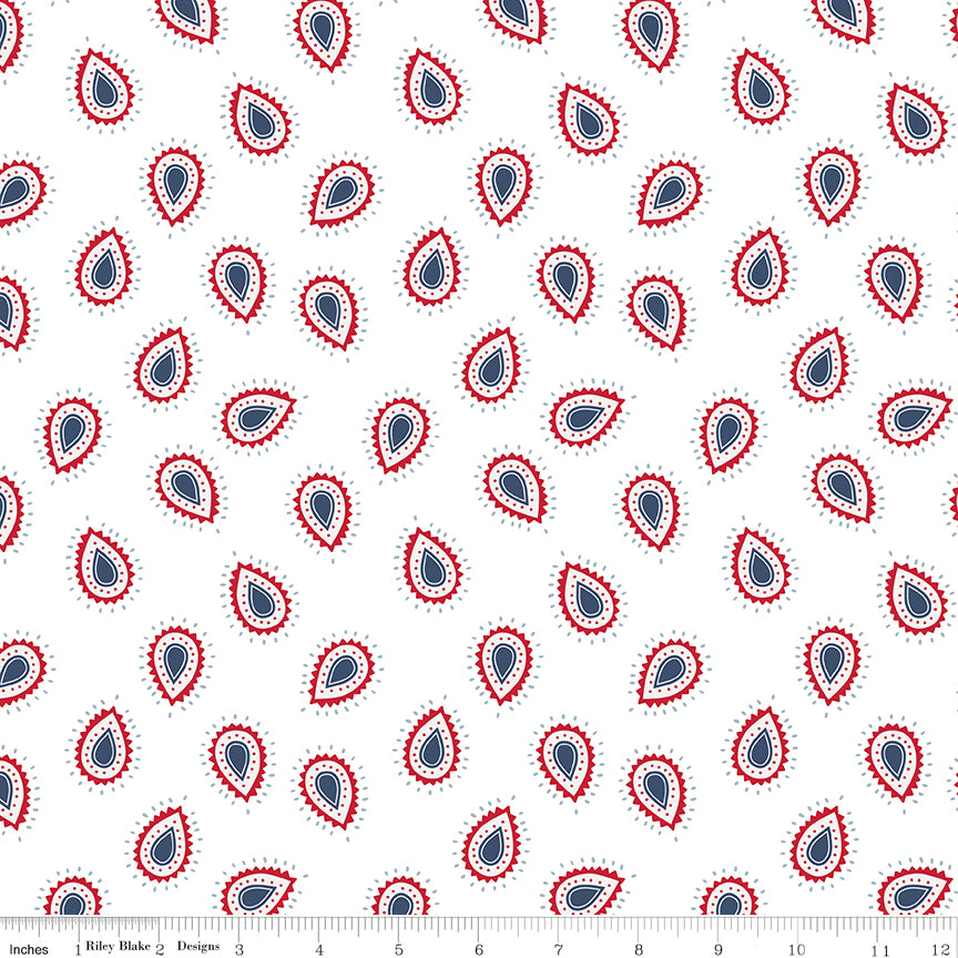 American Beauty White Paisley Yardage by Dani Mogstad for Riley Blake Designs