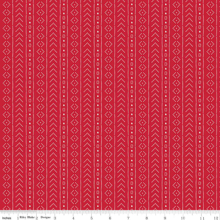 American Beauty Red Stripe Yardage by Dani Mogstad for Riley Blake Designs