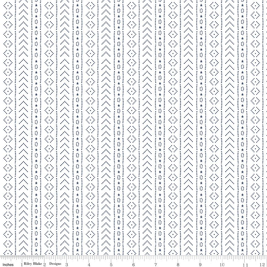 American Beauty White Stripe Yardage by Dani Mogstad for Riley Blake Designs