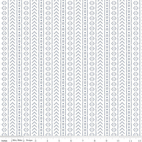 American Beauty White Stripe Yardage by Dani Mogstad for Riley Blake Designs