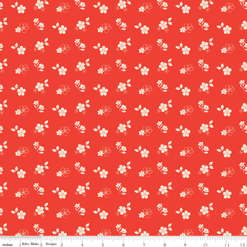 Feed My Soul Red Tossed Floral Yardage by Sandy Gervais for Riley Blake Designs
