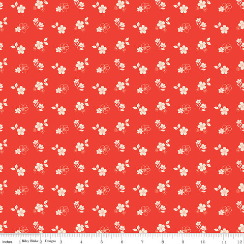 FLAWED FAT QUARTER Feed My Soul Red Tossed Floral Yardage by Sandy Gervais for Riley Blake Designs