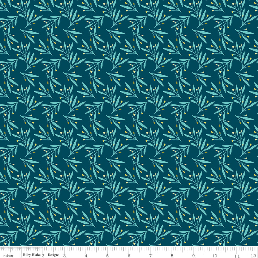 Feed My Soul Navy Leaves Yardage by Sandy Gervais for Riley Blake Designs