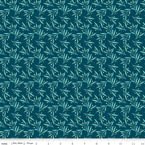 Feed My Soul Navy Leaves Yardage by Sandy Gervais for Riley Blake Designs