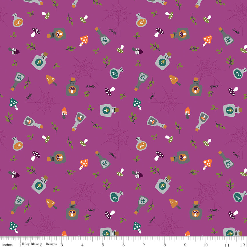 Little Witch Magenta Potions Yardage by Jennifer Long for Riley Blake Designs