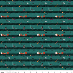 Little Witch Teal Sitting on a Gate Yardage by Jennifer Long for Riley Blake Designs