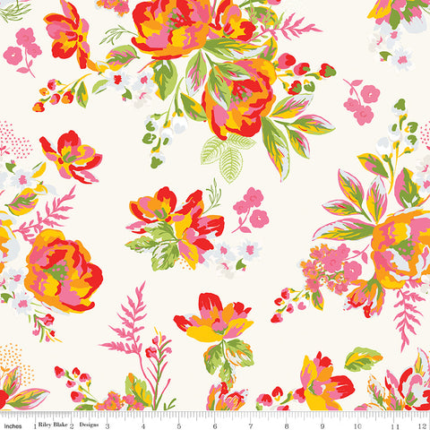 Picnic Florals Cream Main Yardage by My Mind's Eye for Riley Blake Designs