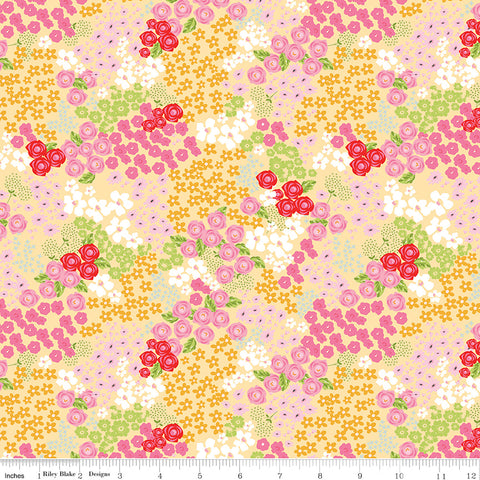 Picnic Florals Yellow Flower Garden Yardage by My Mind's Eye for Riley Blake Designs